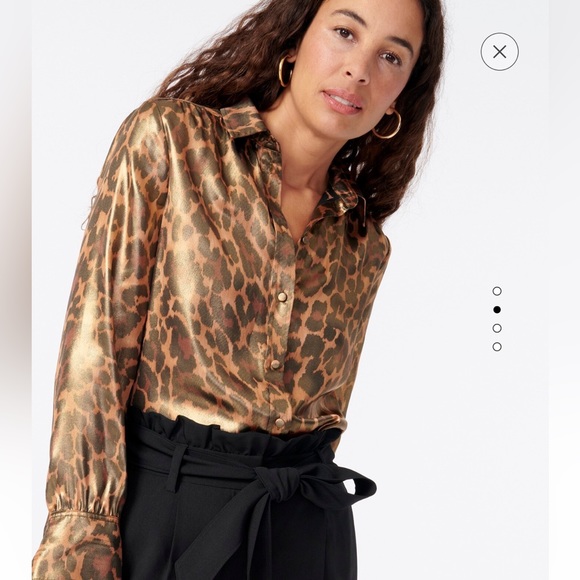 NWOT jcrew Button-up shirt in shimmer leopard size M - Picture 2 of 3